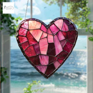 Acrylic 2D Flat Window Hanging Heart, Pink and Red Heart Decor, Beautiful Heart Window Hanging for Love and Romance,Gift for Valentine's Day
