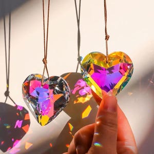 45mm Heart Suncatcher K9 CrystaL AB Prism Rainbow Aurora Borealis Iridescent Rhinestone Ornament Charm Car Home Gift Crafts