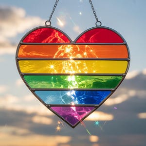 Rainbow Heart Resin Suncatcher: LGBT Pride Window Decor