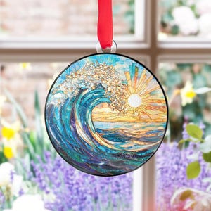 Ocean Ornament, Ocean Christmas Ornament, Sea Wave Ornament, Sea Wave Acrylic Suncatcher,Blue Wave Ornament,Beach Lover Gift,Beach Christmas
