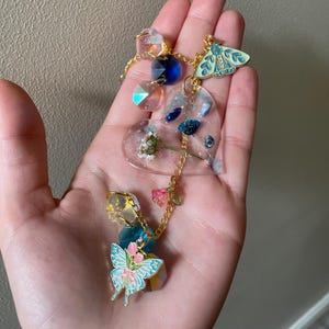 Butterfly Heart Suncatcher: Resin Flower, Gemstone, Crystal Light