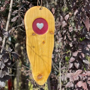 Personalised Pink Heart Suncatcher – Custom Resin & Wood Window Ornament, Couples Christmas Gift